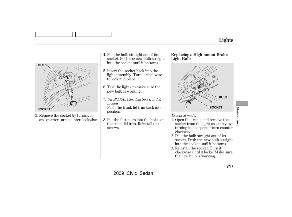 Lights | HONDA 2009 Civic Sedan User Manual | Page 320 / 396