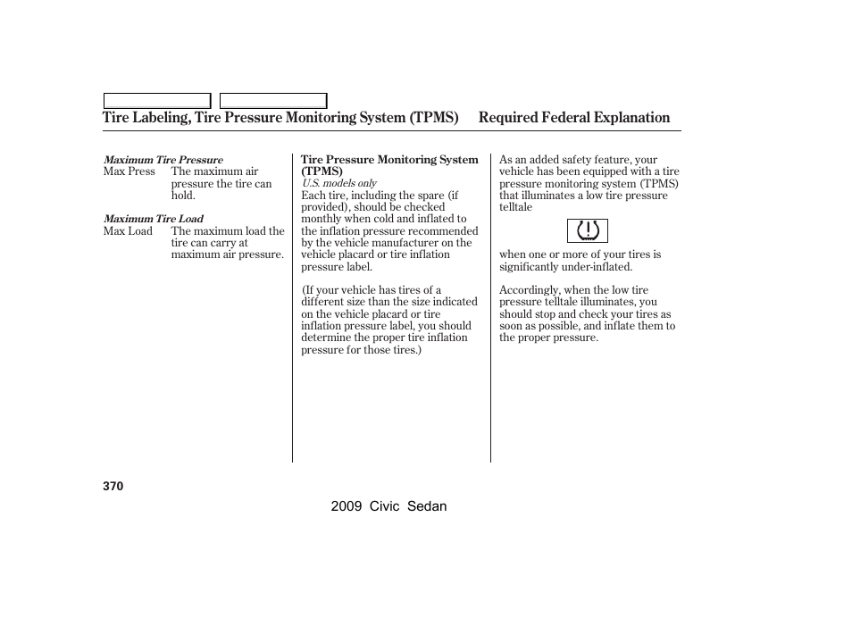 HONDA 2009 Civic Sedan User Manual | Page 373 / 396
