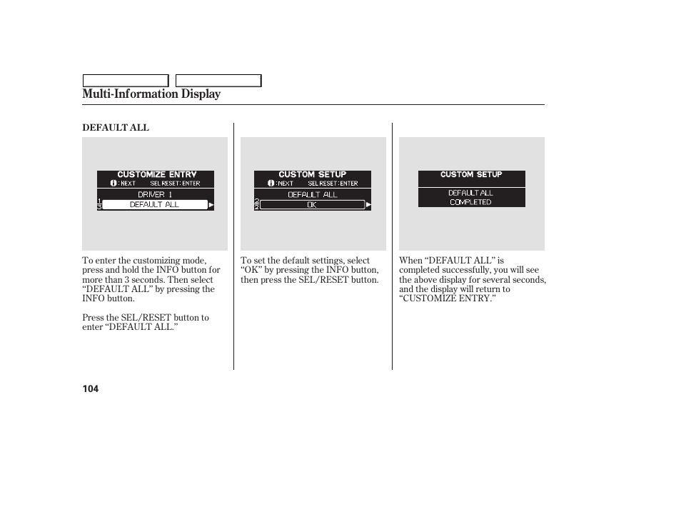 Multi-information display | HONDA 2008 Odyssey User Manual | Page 107 / 524