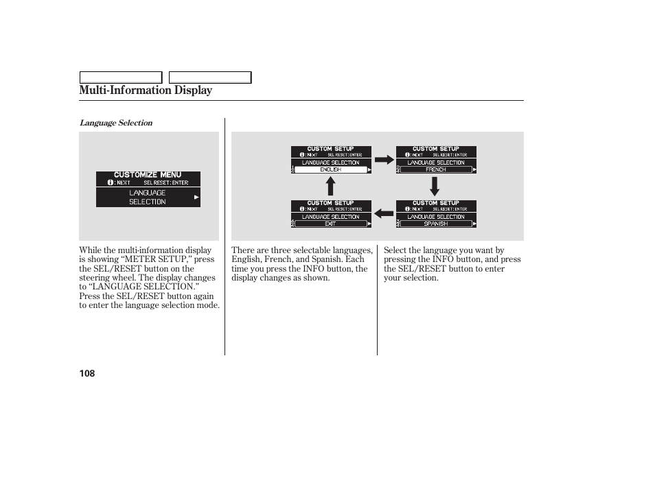 Multi-information display | HONDA 2008 Odyssey User Manual | Page 111 / 524