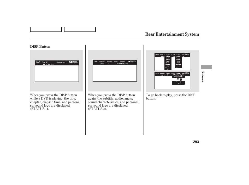 Rear entertainment system | HONDA 2008 Odyssey User Manual | Page 296 / 524