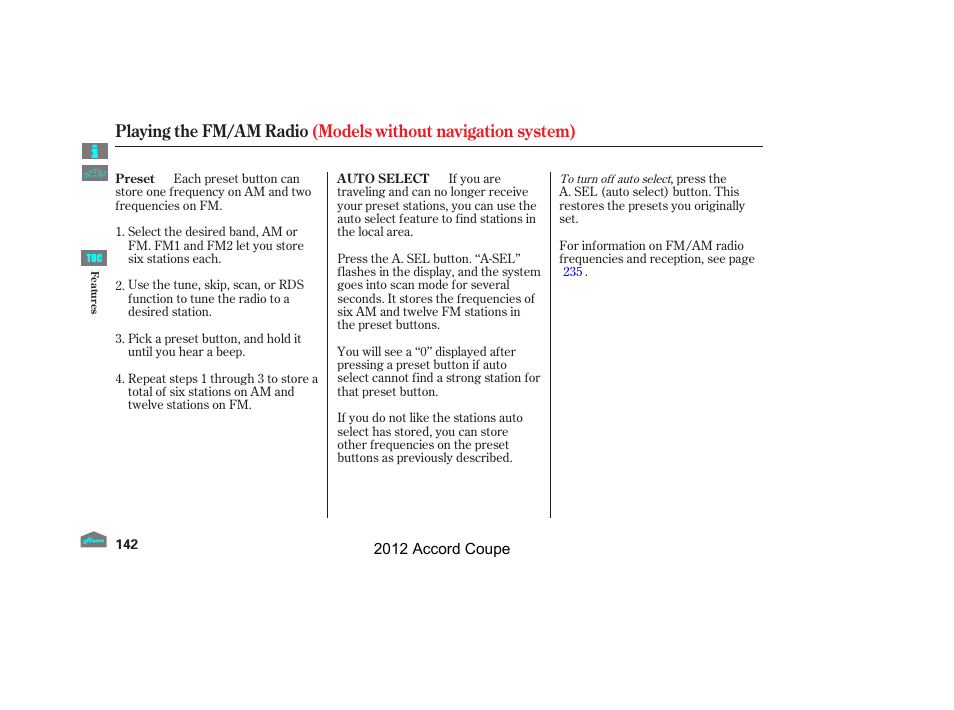 HONDA 2012 Accord Coupe User Manual | Page 145 / 454