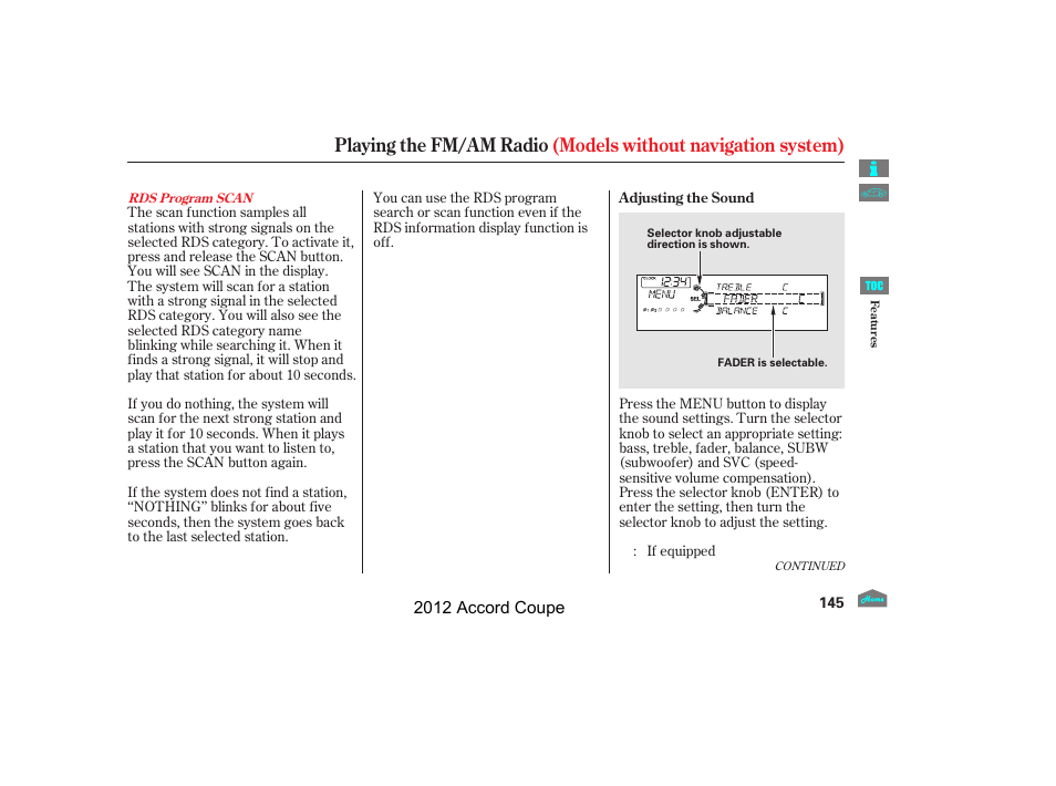 HONDA 2012 Accord Coupe User Manual | Page 148 / 454