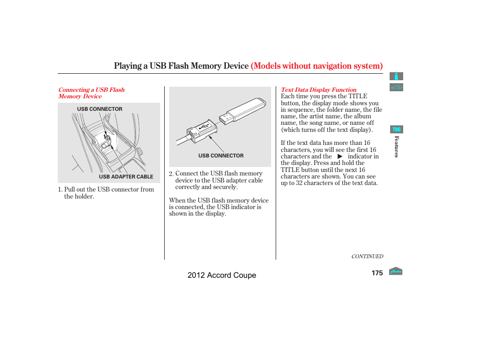 HONDA 2012 Accord Coupe User Manual | Page 178 / 454