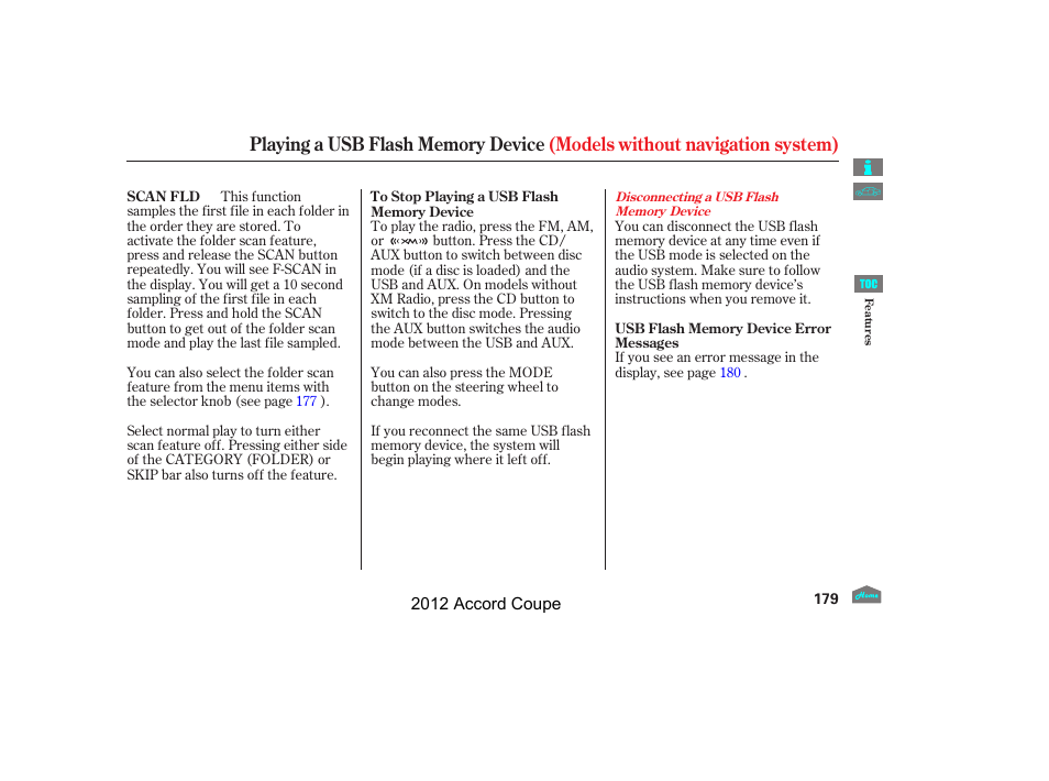 HONDA 2012 Accord Coupe User Manual | Page 182 / 454