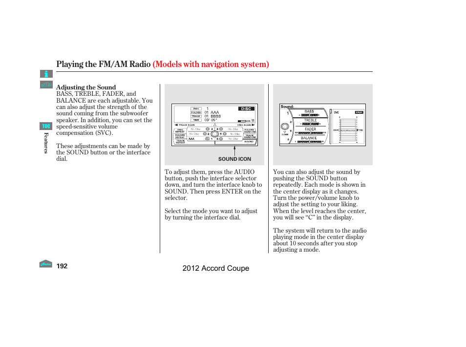 HONDA 2012 Accord Coupe User Manual | Page 195 / 454