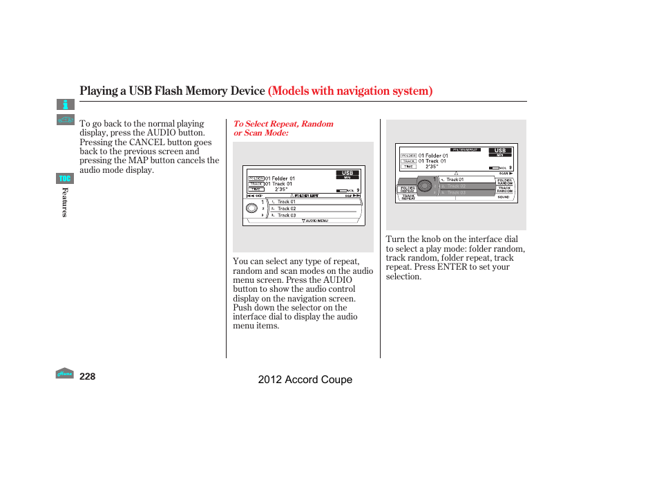 HONDA 2012 Accord Coupe User Manual | Page 231 / 454