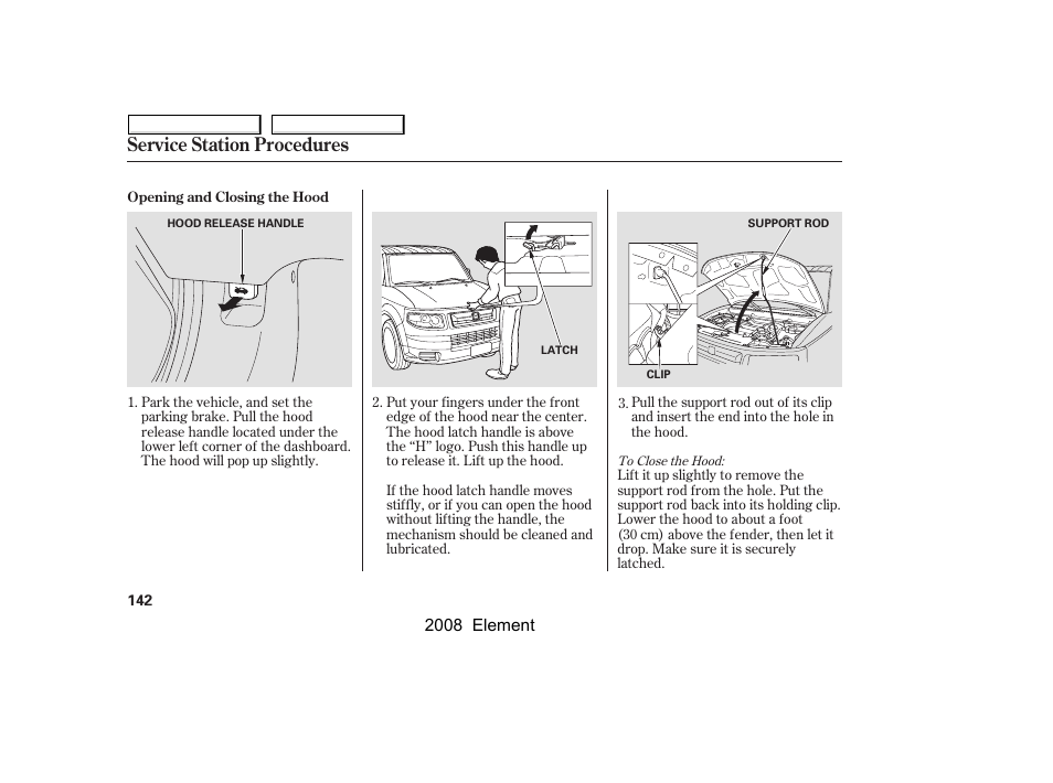 Service station procedures | HONDA 2008 Element User Manual | Page 146 / 281
