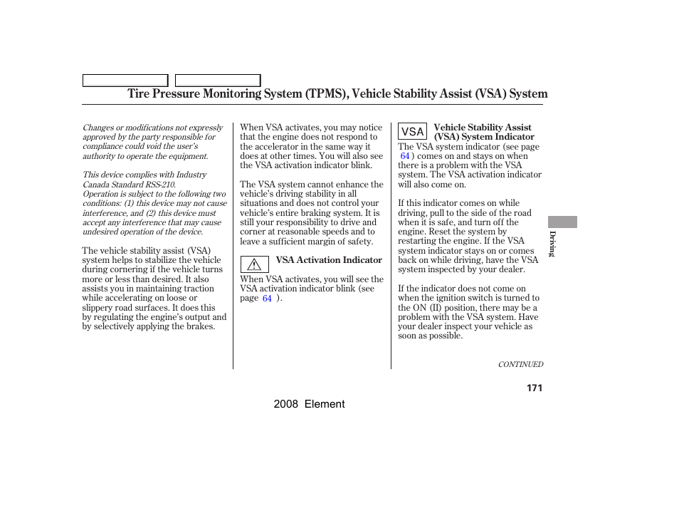 HONDA 2008 Element User Manual | Page 175 / 281