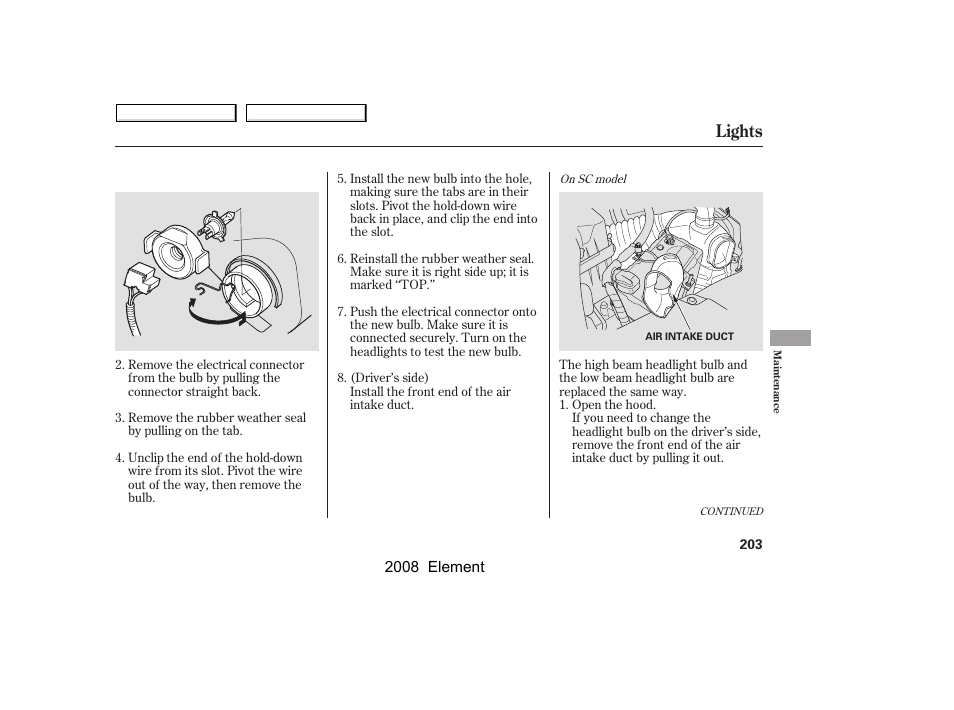 Lights | HONDA 2008 Element User Manual | Page 207 / 281