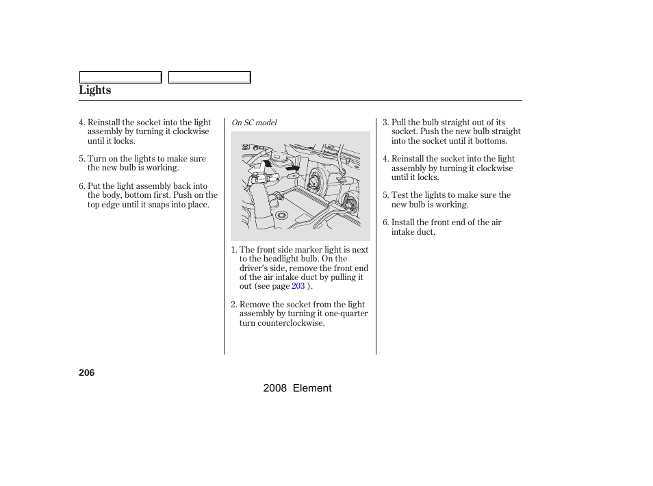 Lights | HONDA 2008 Element User Manual | Page 210 / 281
