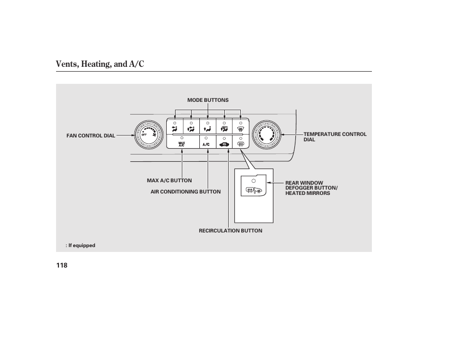 Vents, heating, and a/c | HONDA 2011 Civic Coupe User Manual | Page 124 / 402