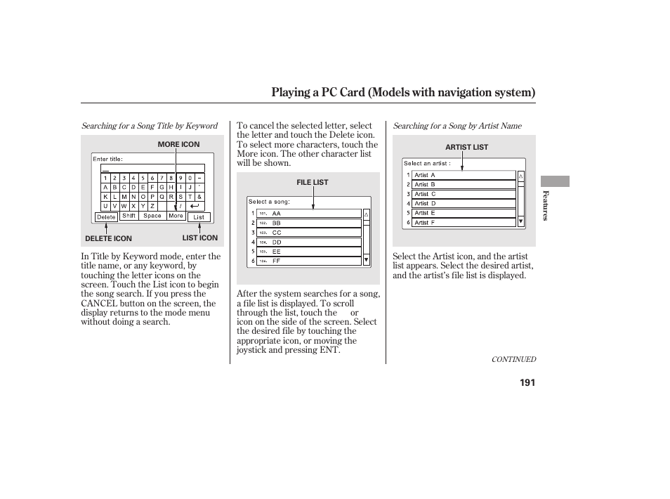 Playing a pc card (models with navigation system) | HONDA 2011 Civic Coupe User Manual | Page 197 / 402