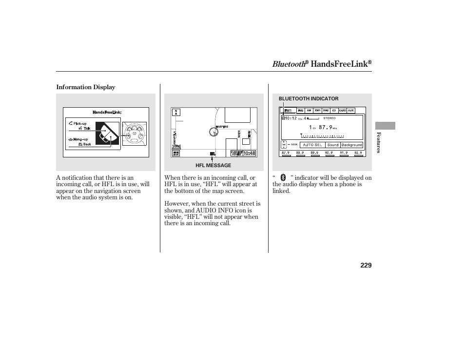 Handsfreelink, Bluetooth | HONDA 2011 Civic Coupe User Manual | Page 235 / 402