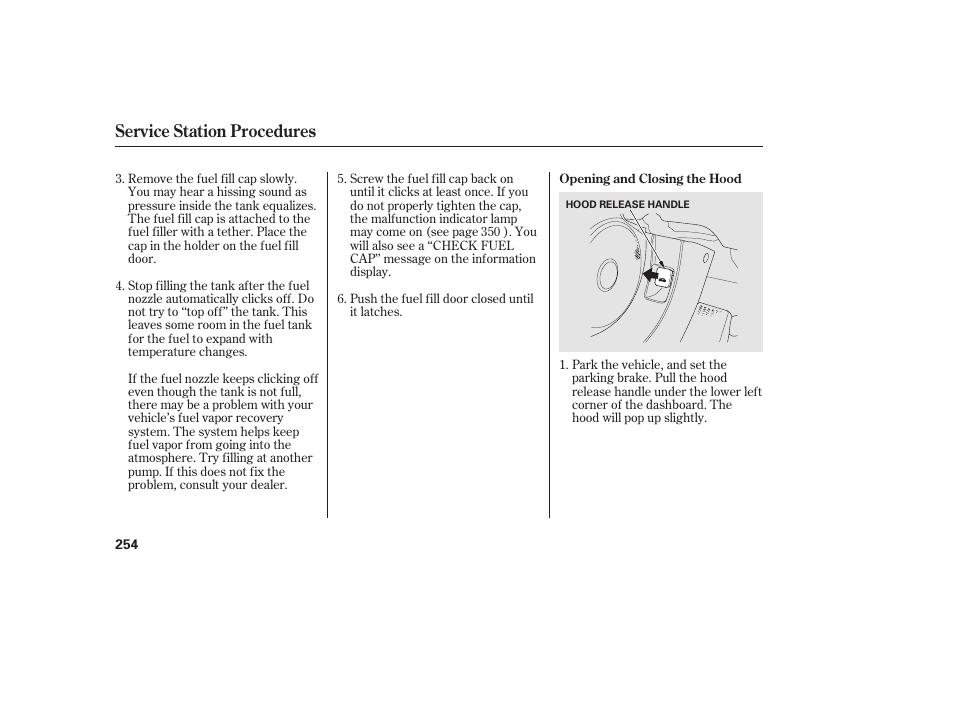 Service station procedures | HONDA 2011 Civic Coupe User Manual | Page 260 / 402