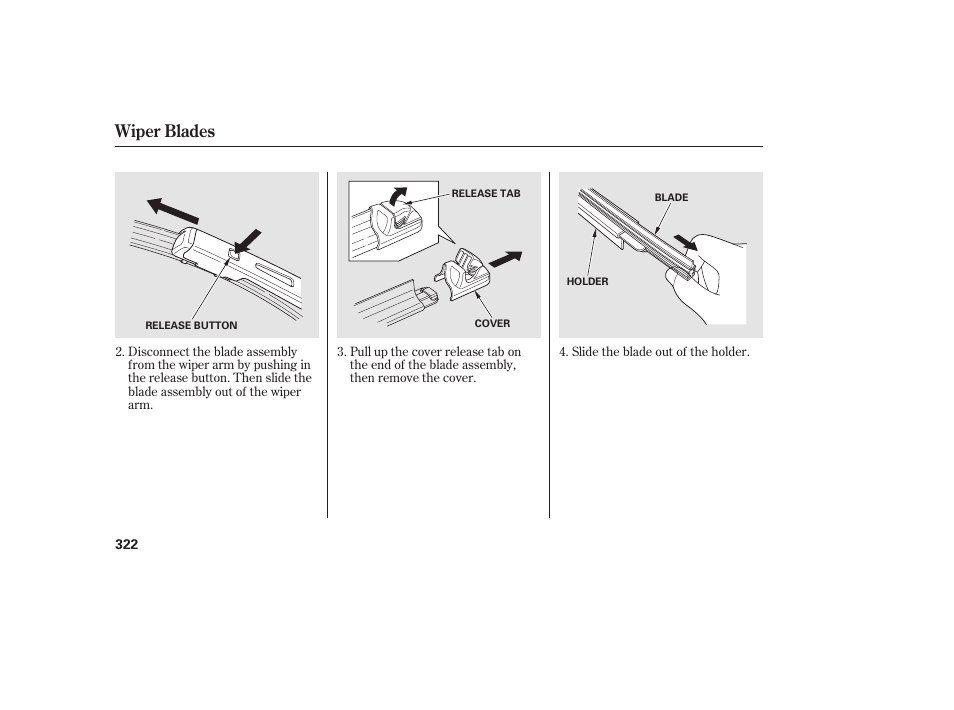 Wiper blades | HONDA 2011 Civic Coupe User Manual | Page 328 / 402