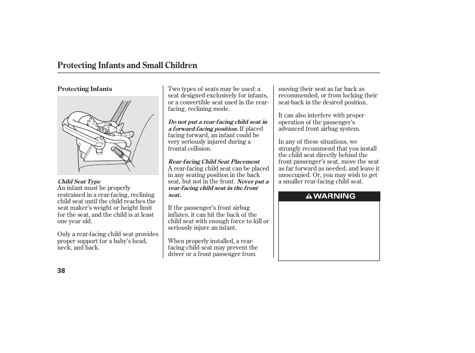 Protecting infants and small children | HONDA 2011 Civic Coupe User Manual | Page 44 / 402