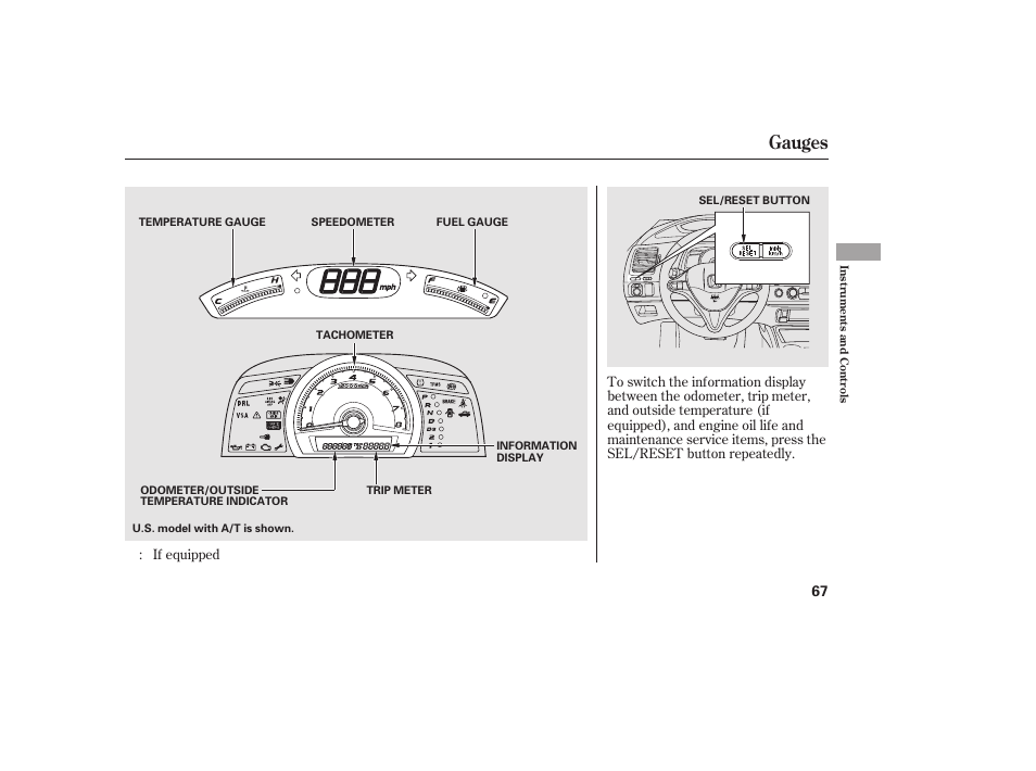 Gauges | HONDA 2011 Civic Coupe User Manual | Page 73 / 402