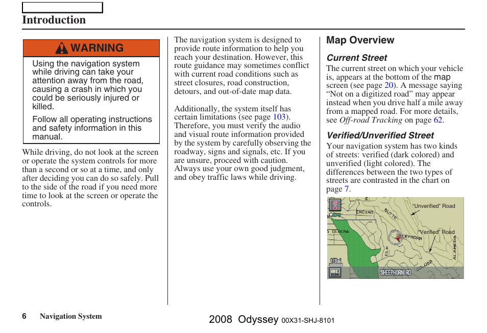 Introduction, Warning, 2008 odyssey | HONDA 2008 Odyssey Navigation User Manual | Page 6 / 148