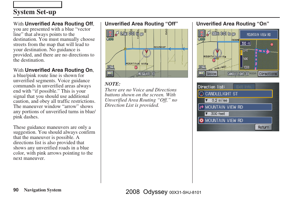 System set-up, 2008 odyssey | HONDA 2008 Odyssey Navigation User Manual | Page 90 / 148