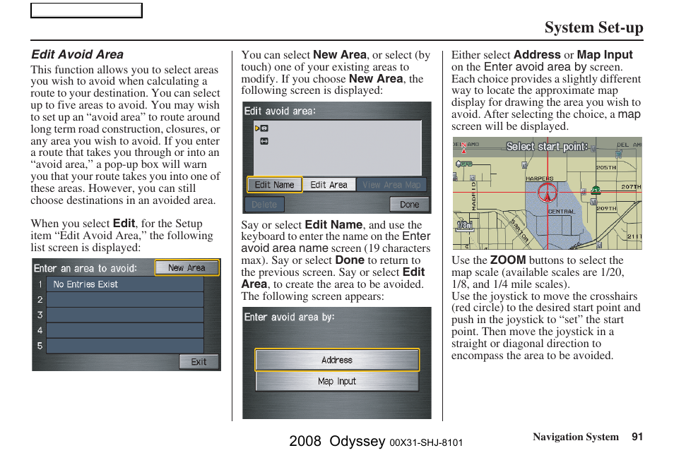 System set-up, 2008 odyssey | HONDA 2008 Odyssey Navigation User Manual | Page 91 / 148