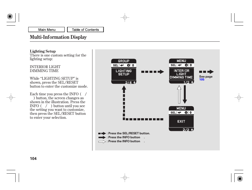 Multi-information display | HONDA 2010 Insight User Manual | Page 107 / 450