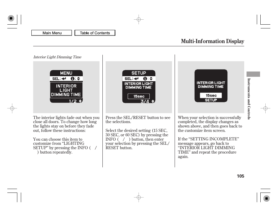 Multi-information display, 2010 insight | HONDA 2010 Insight User Manual | Page 108 / 450