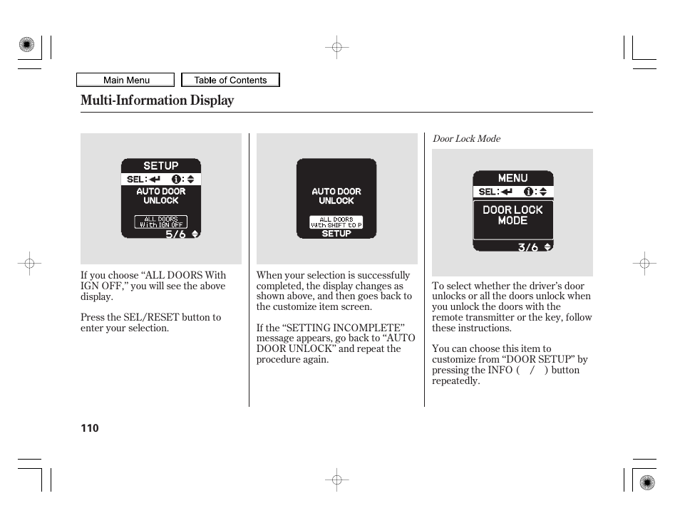 Multi-information display | HONDA 2010 Insight User Manual | Page 113 / 450
