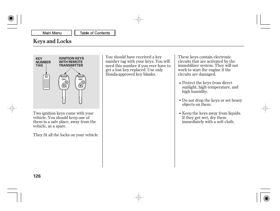 Keys and locks | HONDA 2010 Insight User Manual | Page 129 / 450
