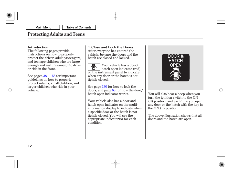 Protecting adults and teens | HONDA 2010 Insight User Manual | Page 15 / 450