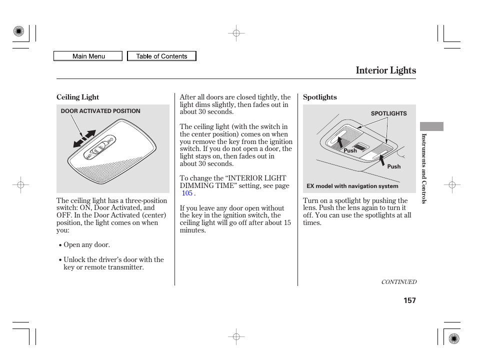 Interior lights, 2010 insight | HONDA 2010 Insight User Manual | Page 160 / 450