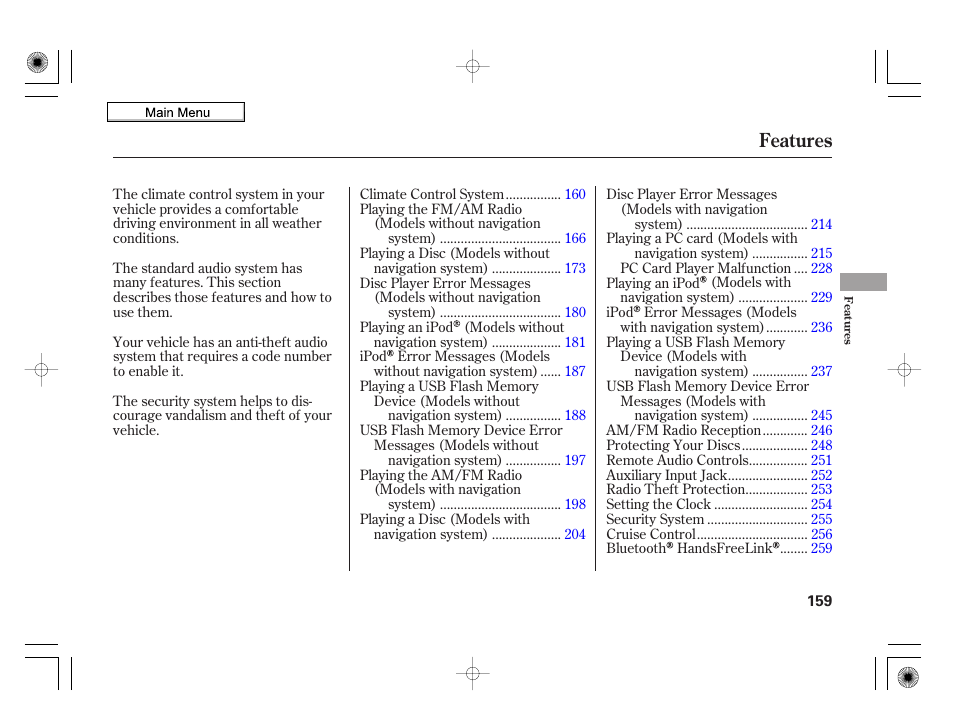 Features | HONDA 2010 Insight User Manual | Page 162 / 450