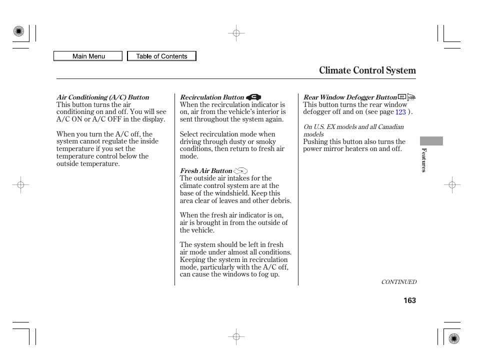 Climate control system, 2010 insight | HONDA 2010 Insight User Manual | Page 166 / 450