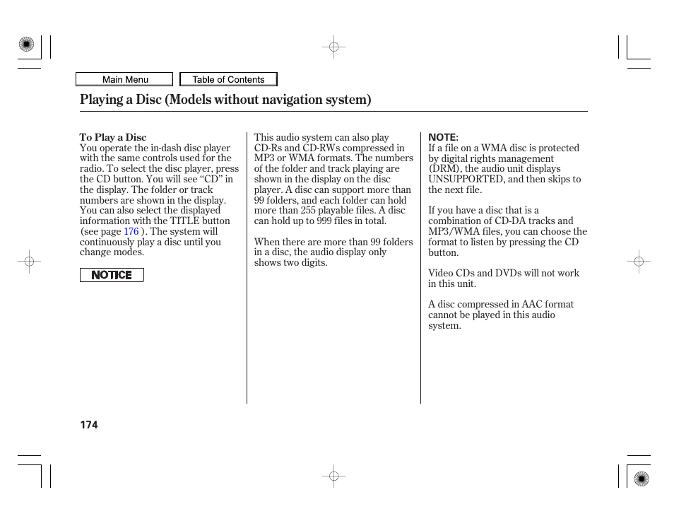 Playing a disc (models without navigation system) | HONDA 2010 Insight User Manual | Page 177 / 450