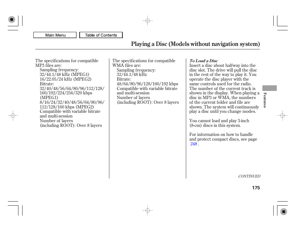 Playing a disc (models without navigation system) | HONDA 2010 Insight User Manual | Page 178 / 450