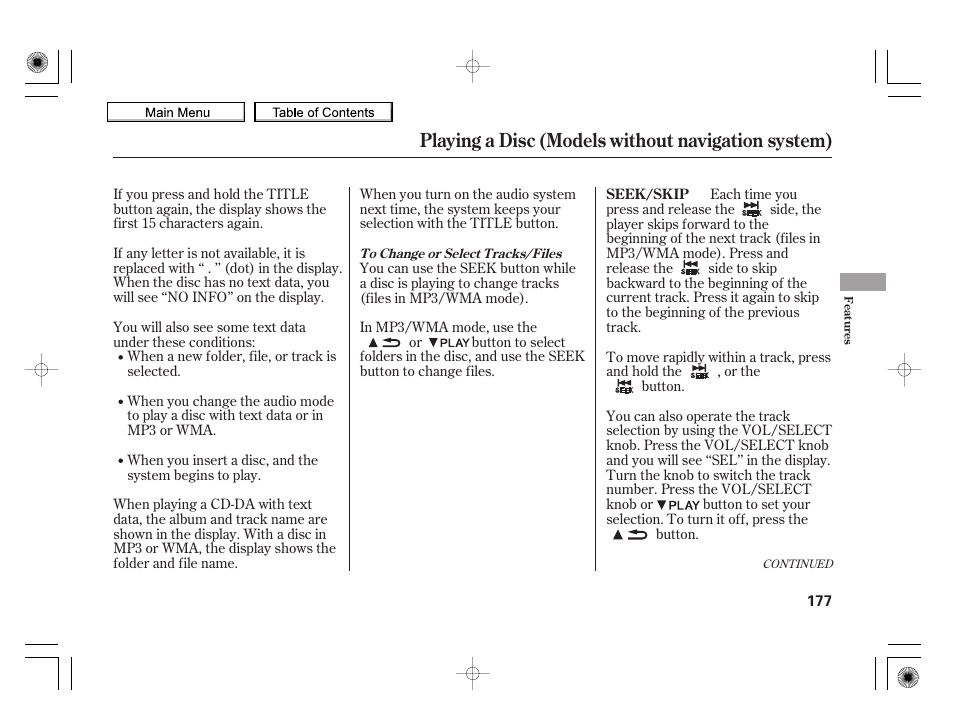 Playing a disc (models without navigation system) | HONDA 2010 Insight User Manual | Page 180 / 450