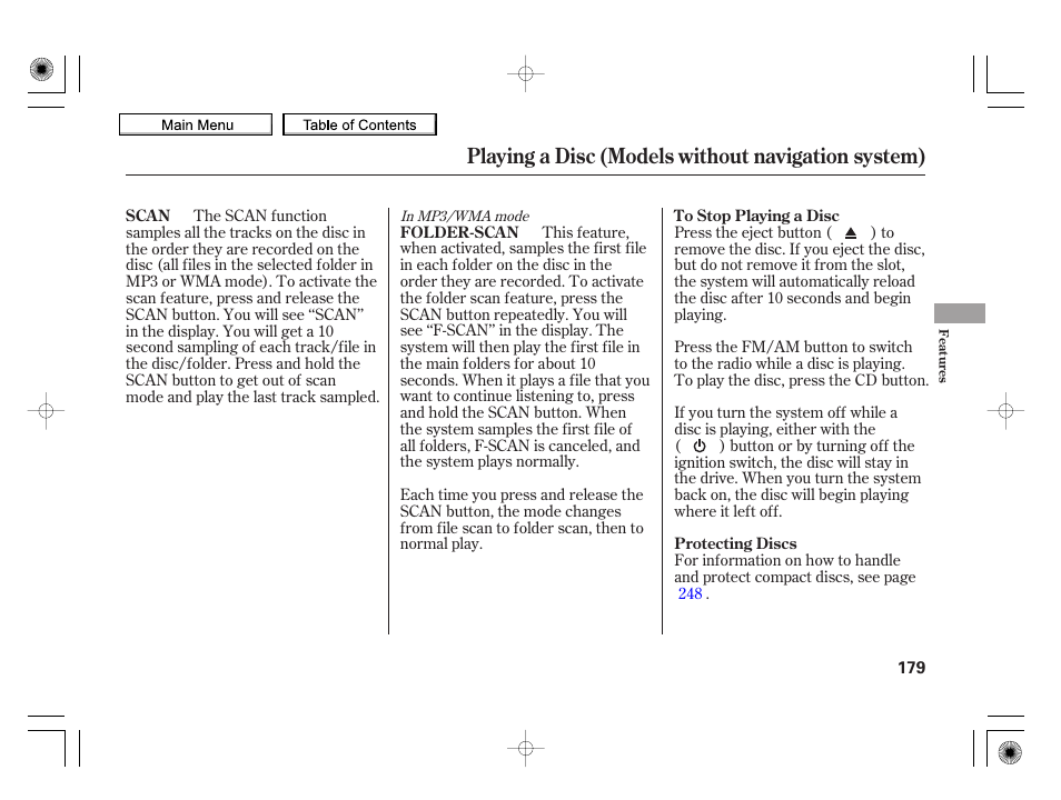 Playing a disc (models without navigation system) | HONDA 2010 Insight User Manual | Page 182 / 450