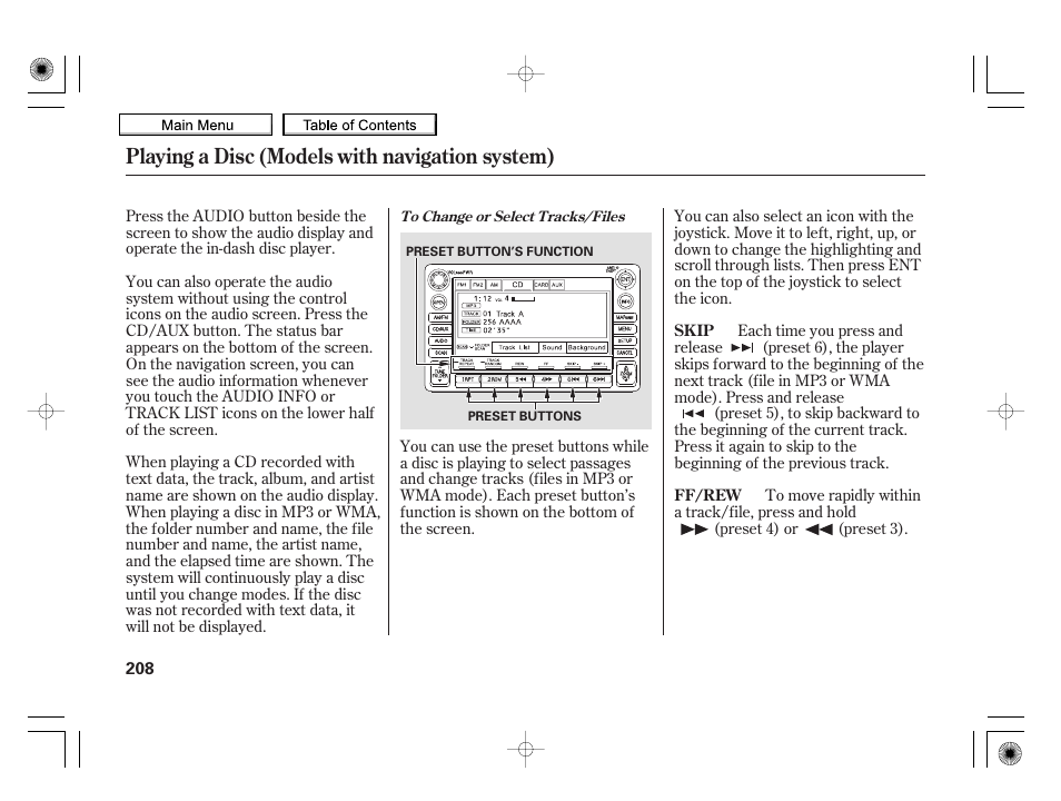 Playing a disc (models with navigation system) | HONDA 2010 Insight User Manual | Page 211 / 450
