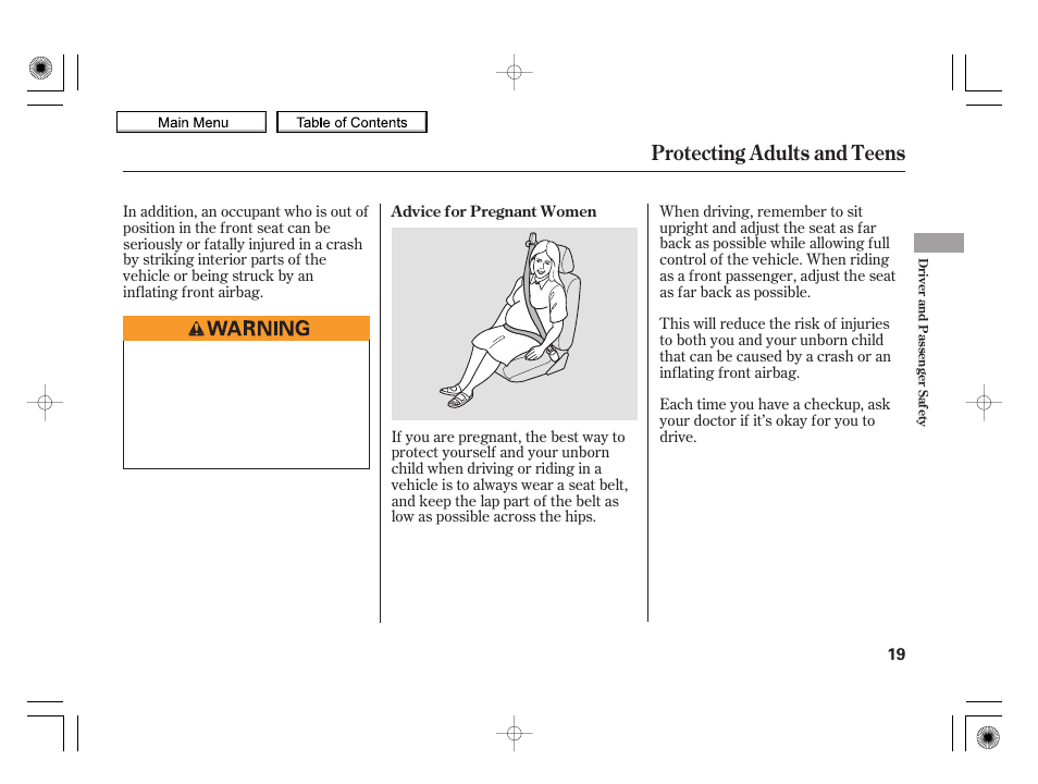 Protecting adults and teens, 2010 insight | HONDA 2010 Insight User Manual | Page 22 / 450