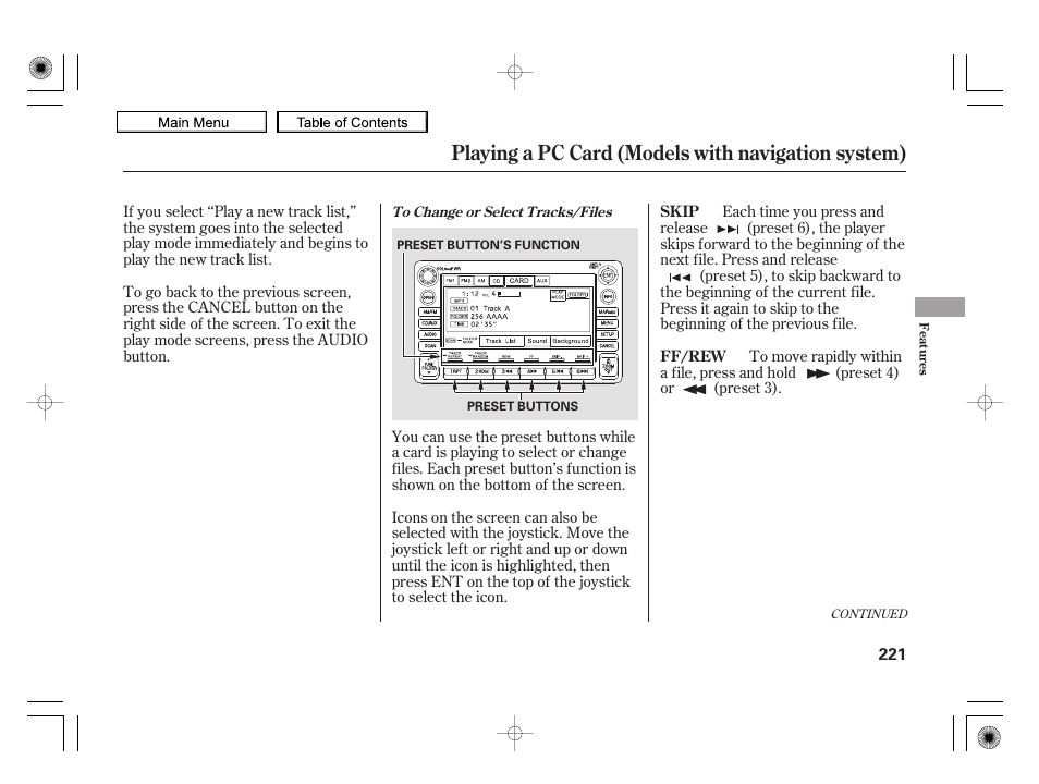 Playing a pc card (models with navigation system), 2010 insight | HONDA 2010 Insight User Manual | Page 224 / 450