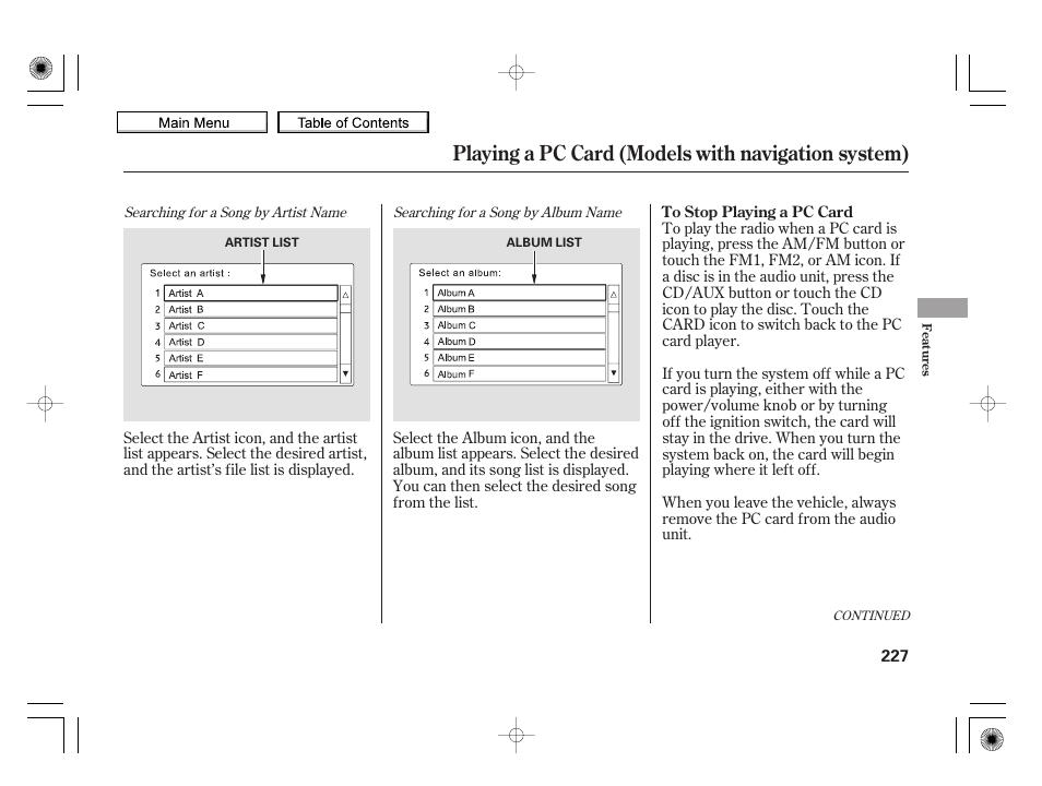 Playing a pc card (models with navigation system), 2010 insight | HONDA 2010 Insight User Manual | Page 230 / 450