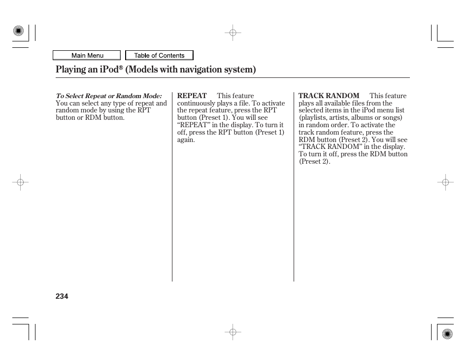 Playing an ipod (models with navigation system) | HONDA 2010 Insight User Manual | Page 237 / 450