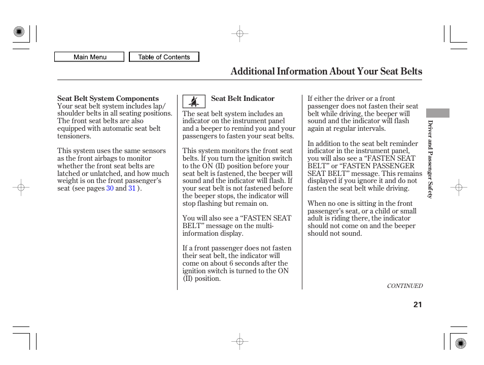Additional information about your seat belts, 2010 insight | HONDA 2010 Insight User Manual | Page 24 / 450