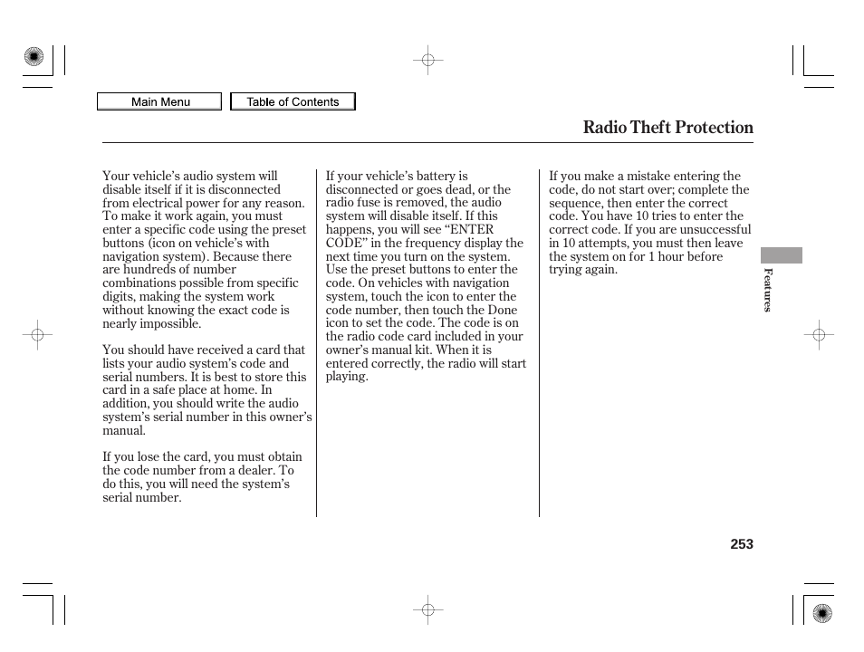 Radio theft protection | HONDA 2010 Insight User Manual | Page 256 / 450