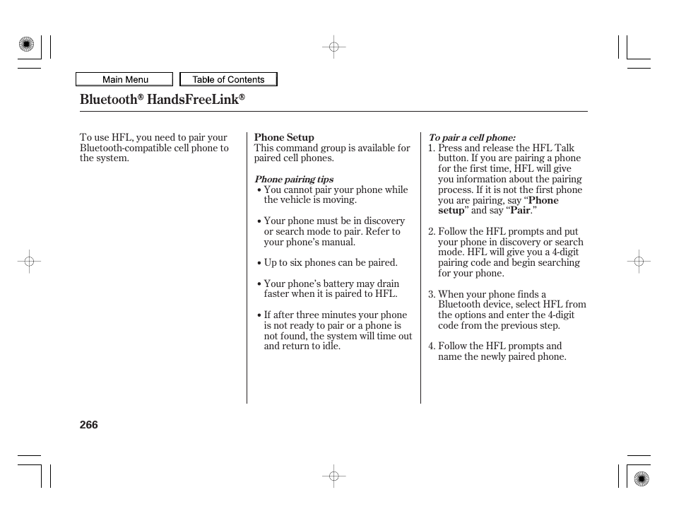 Bluetooth handsfreelink | HONDA 2010 Insight User Manual | Page 269 / 450