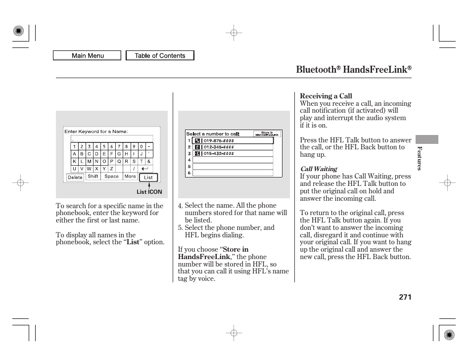Bluetooth handsfreelink | HONDA 2010 Insight User Manual | Page 274 / 450