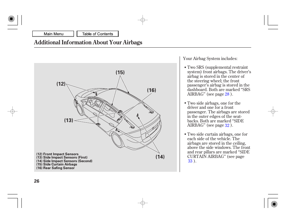 Additional information about your airbags | HONDA 2010 Insight User Manual | Page 29 / 450