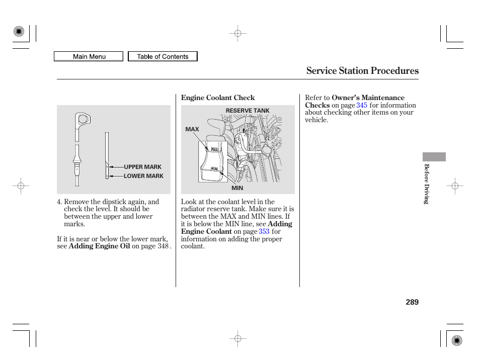 Service station procedures, 2010 insight | HONDA 2010 Insight User Manual | Page 292 / 450