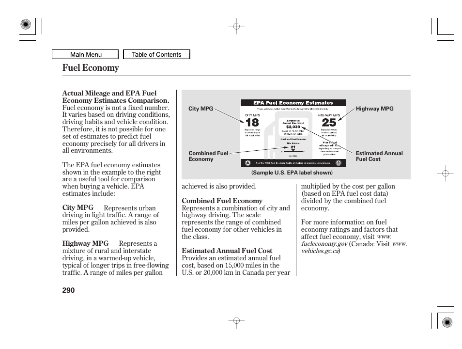 Fuel economy | HONDA 2010 Insight User Manual | Page 293 / 450