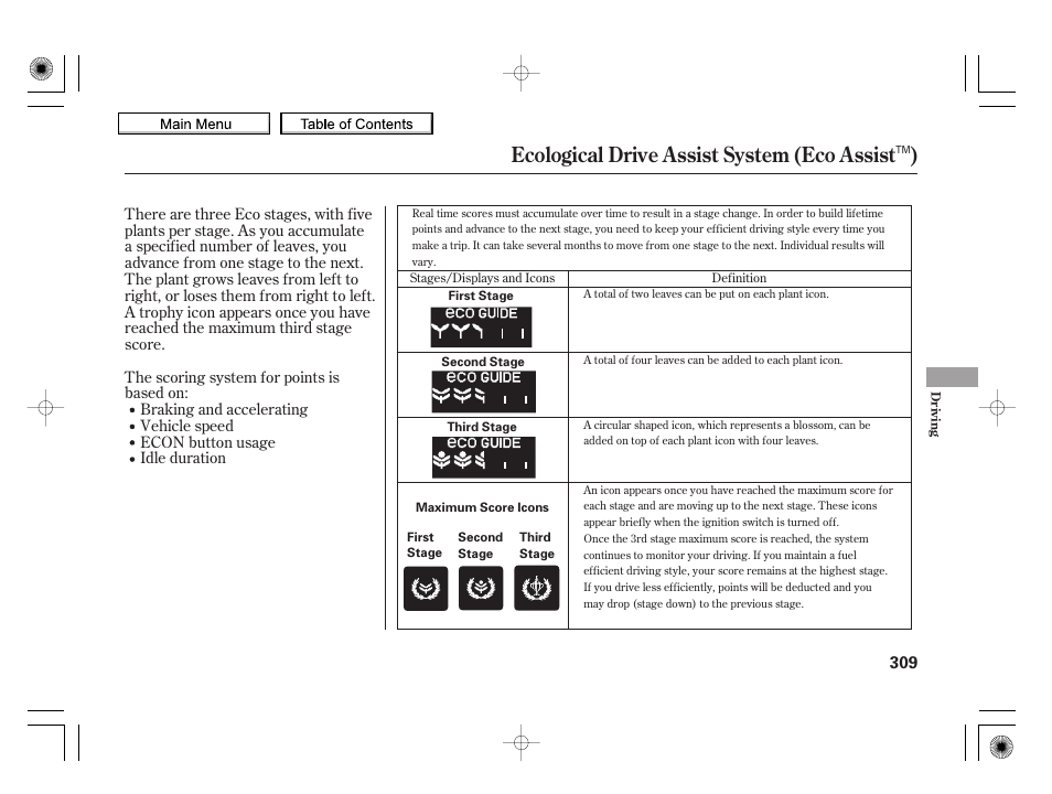 Ecological drive assist system (eco assist ), 2010 insight | HONDA 2010 Insight User Manual | Page 312 / 450
